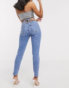 Узкие джинсы в винтажном стиле с завышенной талией и шнуровкой сзади ASOS DESIGN Farleigh-Синий