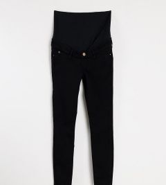 Черные джинсы скинни с посадкой поверх живота River Island Maternity-Черный цвет