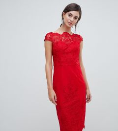 Кружевное платье-футляр миди Chi Chi London Tall-Красный