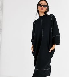 Черное oversize-платье миди с круглым вырезом Monki-Черный
