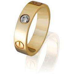 Кольцо обручальное Гатамов, желтое золото, 585 проба, бриллиант