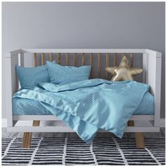Комплект постельного белья Детский в кроватку Galtex Клеточка бирюзовый