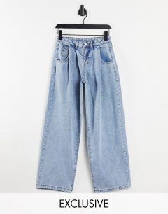 Синие выбеленные джинсы в винтажном стиле с широкими штанинами и заниженной талией Reclaimed Vintage Inspired 97-Голубой