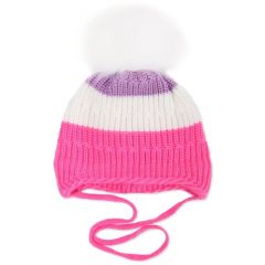 Шапка-шлем Marhatter шапка детская зимняя для девочки, размер 48-50, розовый, белый