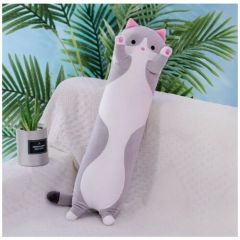 Мягкая игрушка - кот-батон 50 см антистресс , серый