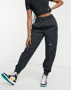 Черные тканые штаны с логотипом-галочкой Nike-Черный цвет