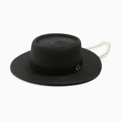 Шляпа женская с бусинами minaku цвет черный, р-р 56-58