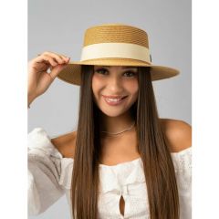 Шляпа DISHA, размер 57/59, белый, бежевый