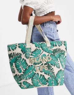 Зеленая сумка-тоут с принтом Island Life и пальмами Accessorize-Зеленый цвет