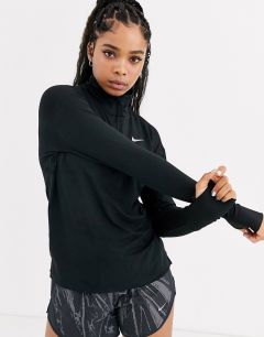 Черный лонгслив с короткой молнией Nike Running element