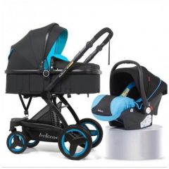 Детская коляска-трансформер 3 в 1 Luxmom X6, черно-синий