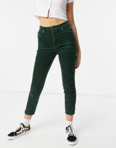 Зеленые вельветовые брюки из хлопка Monki Kimmy-Зеленый