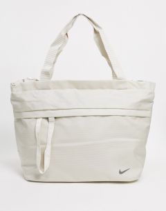 Кремовая сумка-тоут в стиле oversized с логотипом-галочкой Nike-Белый