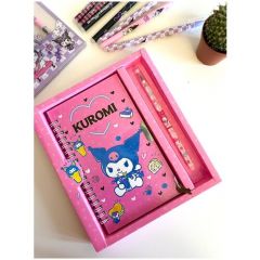 Подарочный набор для девочек KUROMI розовый блокнот 18*13 см на замке и гелевой ручкой пиши стирай