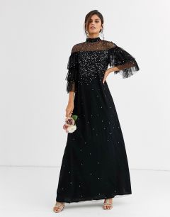 Черное платье макси из тюля с пайетками Maya Bridesmaid-Черный цвет