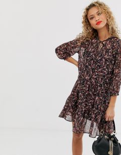 Ярусное шифоновое платье с цветочным принтом New Look-Мульти
