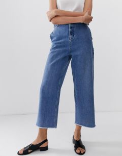 Широкие джинсы с хлястиками на талии ASOS DESIGN-Синий