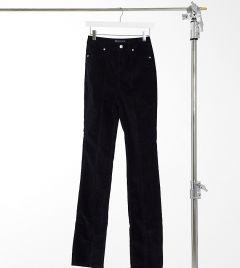 Вельветовые джинсы-сигареты с завышенной талией и разрезами спереди ASOS DESIGN Tall-Черный