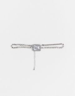 Серебристое ожерелье-чокер с камнем ASOS DESIGN-Серебряный