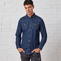 Мужская джинсовая рубашка с карманом
