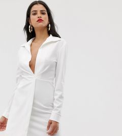 Облегающее платье-рубашка с драпировкой ASOS DESIGN Tall-Белый