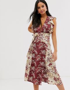 Платье миди с поясом и винтажным принтом Glamorous-Мульти