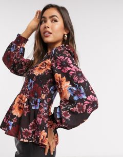 Присборенная блузка с цветочным принтом и баской Vero Moda-Мульти