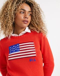 Красный  свитер с флагом Polo Ralph Lauren