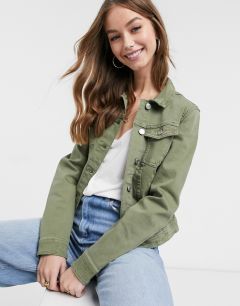 Классическая джинсовая куртка цвета хаки Only Tia-Зеленый