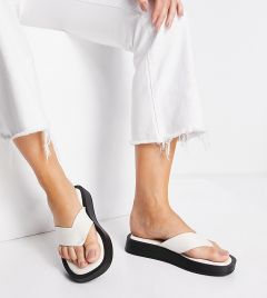 Белые сандалии с перемычкой между пальцами на массивной подошве RAID Wide Fit Dornea-Белый