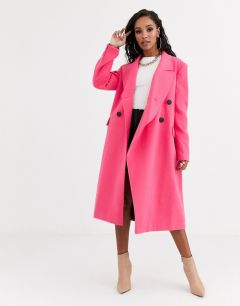 Розовое асимметричное пальто ASOS DESIGN-Розовый