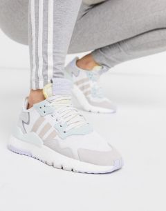 Белые кроссовки с мятными вставками adidas Originals Nite Jogger-Белый