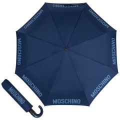 Зонт MOSCHINO, автомат, купол 123 см, 8 спиц, система «антиветер», синий