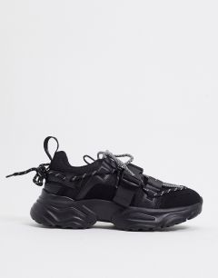 Черные кроссовки с массивной подошвой и шнуровкой ASOS DESIGN-Черный цвет