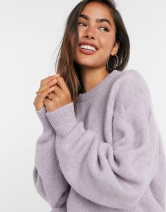 Пушистый свитер лавандового цвета с круглым вырезом ASOS DESIGN-Фиолетовый