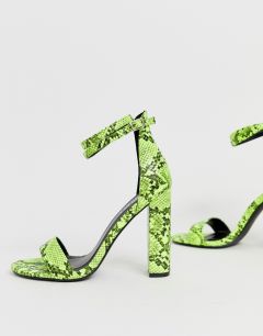 Кислотно-зеленые босоножки на блочном каблуке Simmi London Heidi-Зеленый