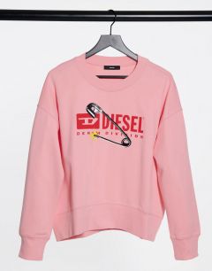 Розовый свитшот с логотипом и изображением английской булавки Diesel Magda