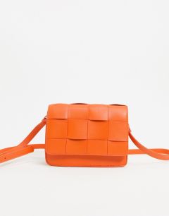 Оранжевая сумка через плечо с плетеной отделкой Stradivarius-Оранжевый