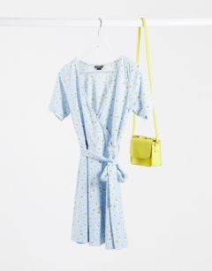 Голубое платье с цветочным принтом Monki-Синий