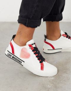 Белые кроссовки с логотипом Love Moschino-Белый