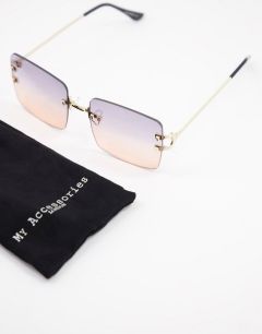 Квадратные солнечные очки без оправы с двухцветными линзами My Accessories London-Multi