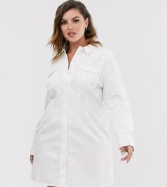 Белое джинсовое платье-рубашка в стиле вестерн ASOS DESIGN Curve-Белый