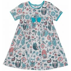Платье LITTLE WORLD OF ALENA, размер 122, голубой, мультиколор