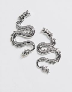 Серебристые серьги с дизайном в виде драконов ASOS DESIGN-Серебряный