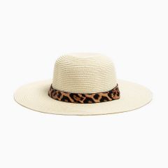 Шляпа женская с леопардовым ремешком minaku цвет молочный, р-р 58