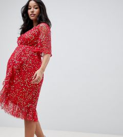 Платье миди с запахом и пайетками ASOS DESIGN Maternity-Красный