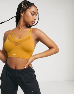 Бесшовный бюстгальтер золотого цвета Nike Yoga-Золотой