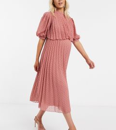 Двухслойное платье миди с плиссировкой ASOS DESIGN Maternity-Розовый цвет