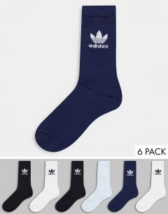 Набор из 6 пар носков с логотипом-трилистником adidas Originals-Синий