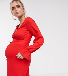 Фактурное платье макси с длинными рукавами ASOS DESIGN Maternity-Красный